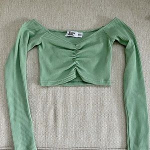 Cropped off the shoulder form fitting top